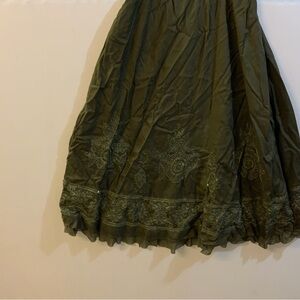 Coldwater Creek Olive Embroidered A-Line Skirt